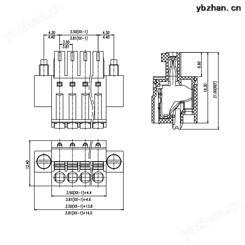 YC031-381 插拔式接线端子 接线座/接线柱