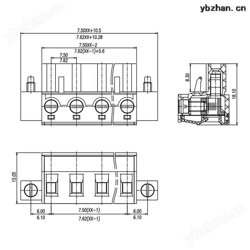 YC091-762 插拔式接线端子 接线座/接线柱
