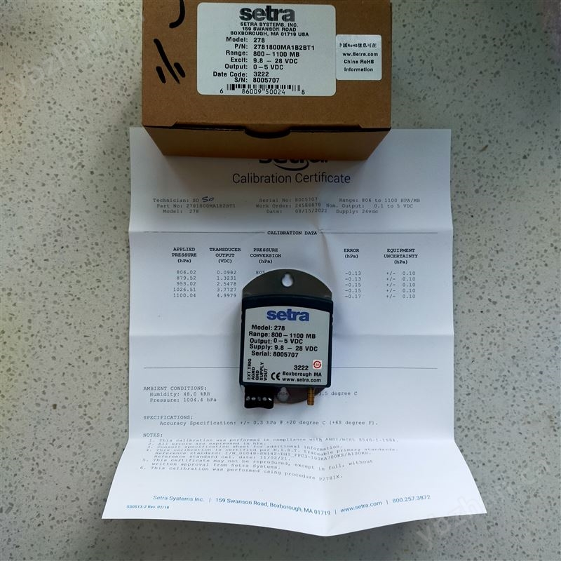 西特Setra大气压传感器 Model 278系列