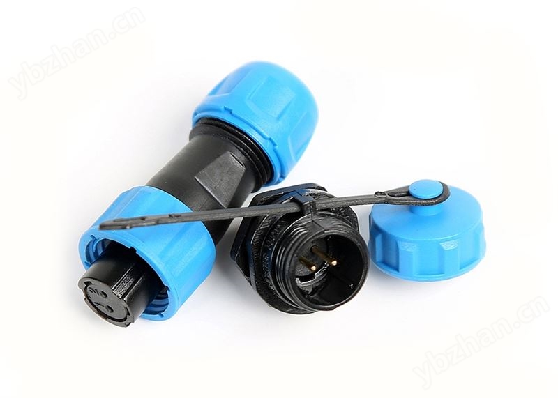 防水连接器小型2芯 板前螺母防水航空插头