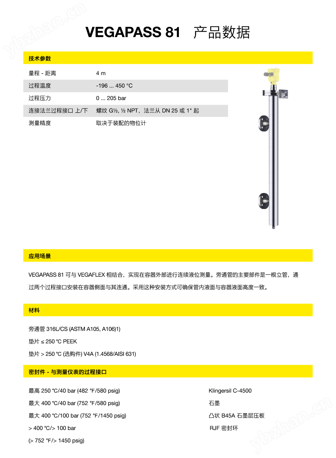 VEGAPASS 81旁通管 用于导波雷达物位仪表