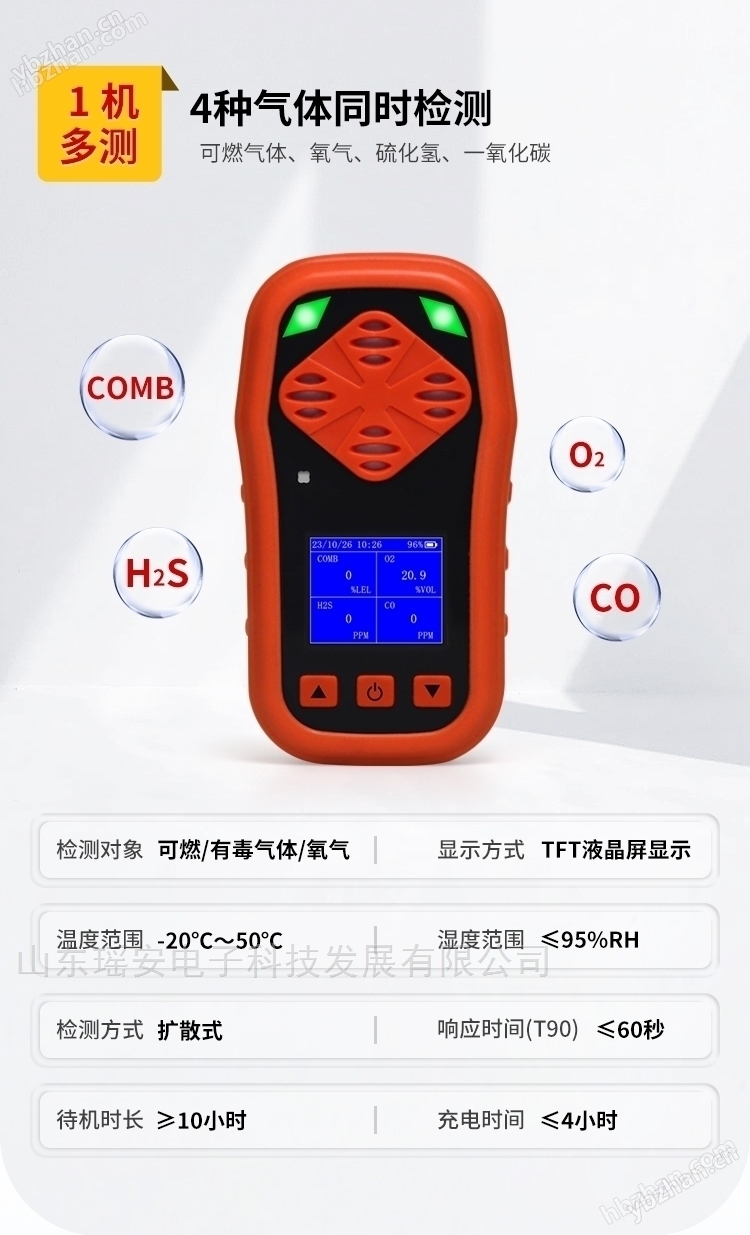 便携四合一可燃气体报警器