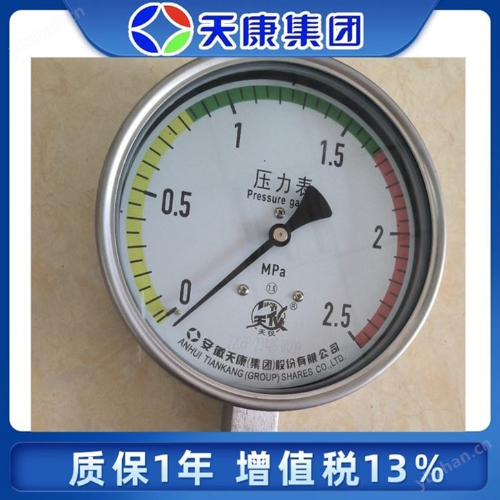 天康不锈钢压力表厂家 Y-100B 316 304压力Y150水压气压力仪表