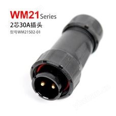 WM21-2芯 30A 插头WM21S02-01 防水连接器