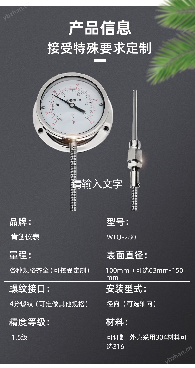 不锈钢压力式温度计304耐震