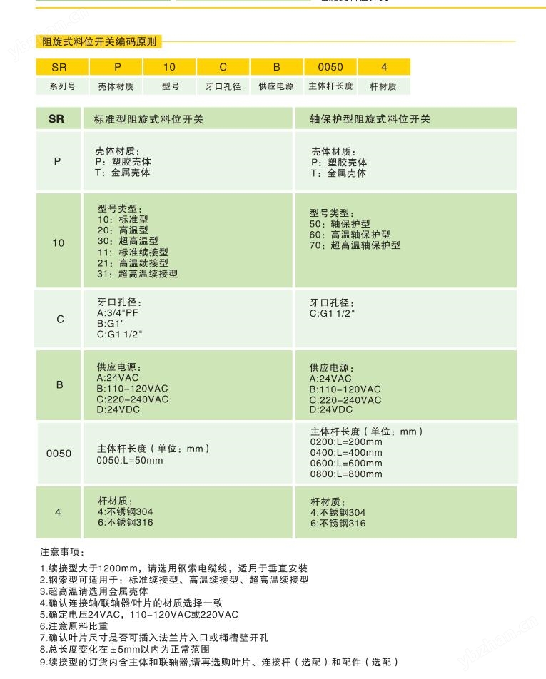 ema美国伊玛SRP20/SRT20高温型阻旋式料位开关