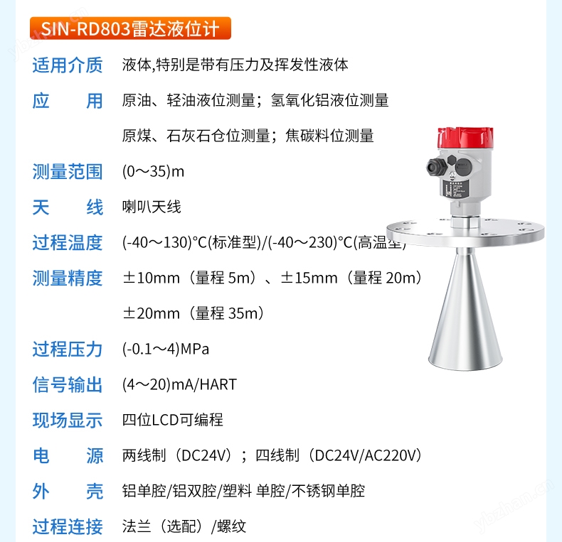 SIN-RD803T雷达物位计适用于带有腐蚀性液体