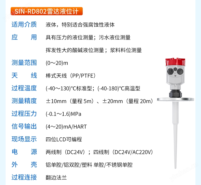 SIN-RD803T雷达物位计适用于带有腐蚀性液体