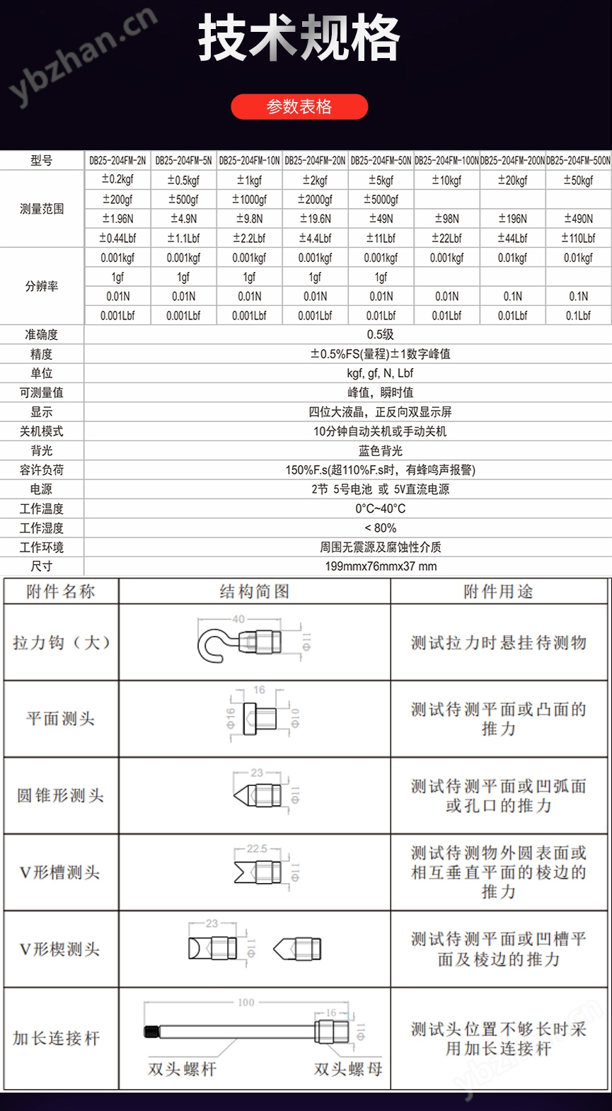 推拉力计 DB25-204FM-2N~500N