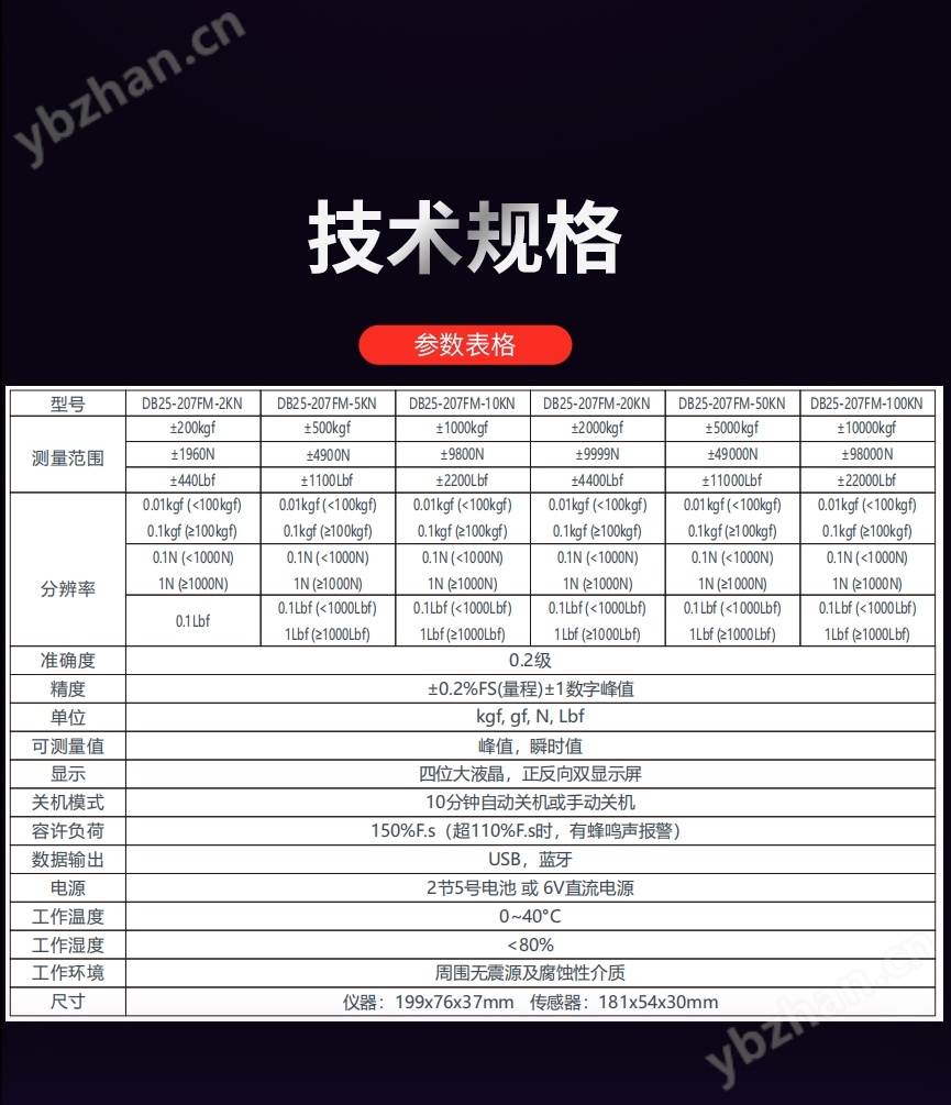 分体式推拉力计 DB25-207FM-2KN-100KN