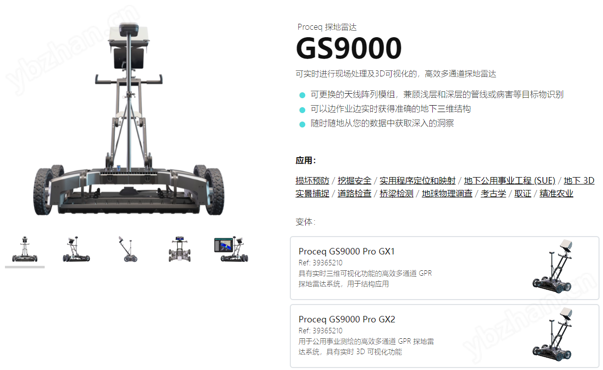 GS9000：多通道阵列式三维探地雷达