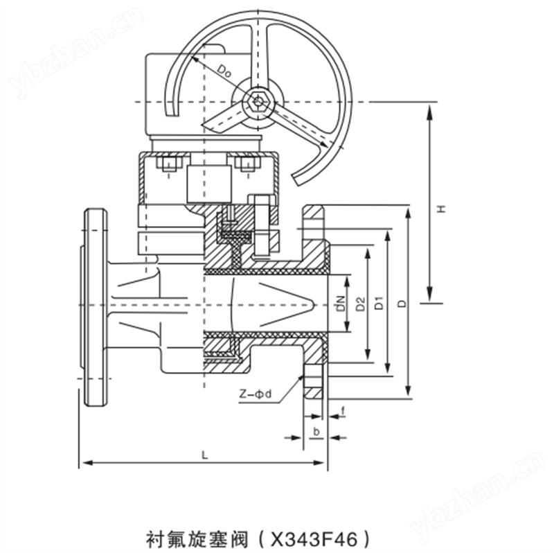 美标二通衬氟旋塞阀